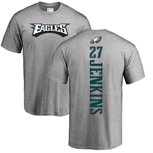 Men Philadelphia Eagles #27 Malcolm Jenkins Ash Backer NFL T Shirt->nfl t-shirts->Sports Accessory